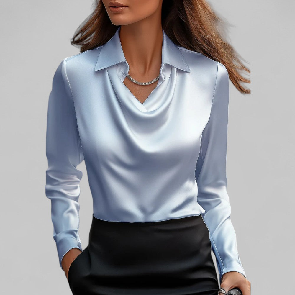 Aria Elegant Satin Blouse For Women With Long Sleeve