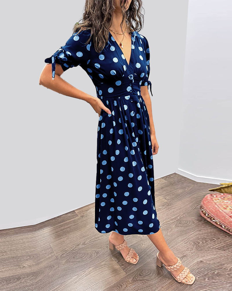 Larkhaven Elegant Polka Dot Dress For Women Everyday Casual Office Wear