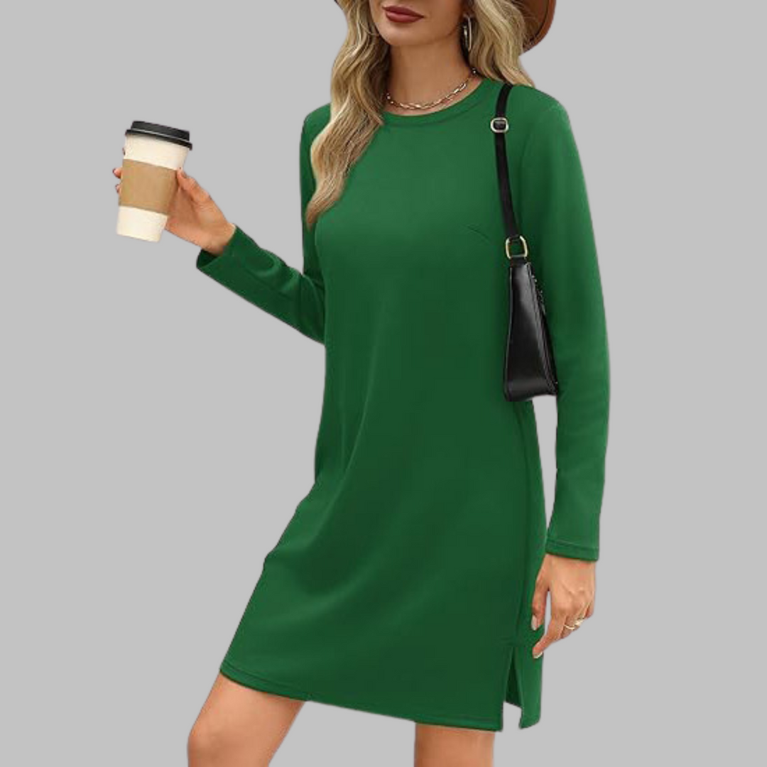 NovaLace Comfortable Long Sleeve Round Neck Dress For Everyday Style And Comfort