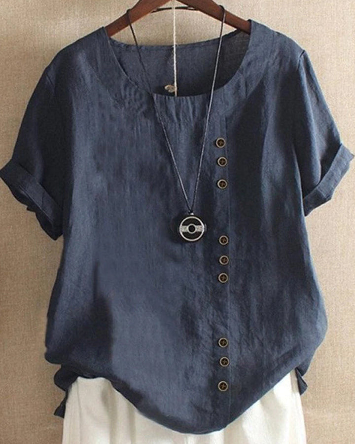 Luna Button Detail Women Casual Short Sleeve Blouse