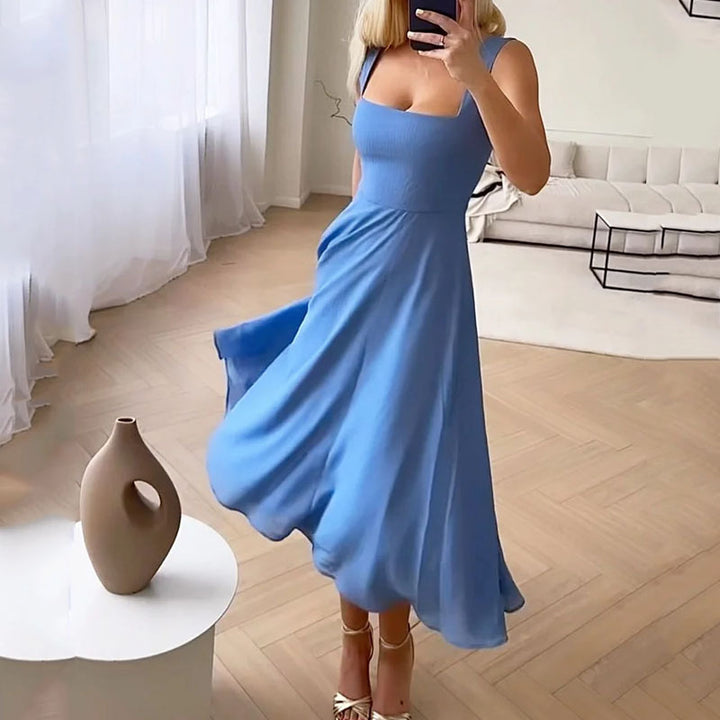 Asteria Women Wedding Guest Elegant Square Midi Dress
