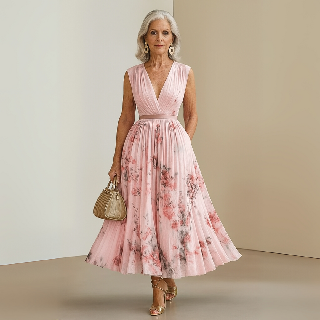 Azure Blossom Women's Flowy Sleeveless Summer Maxi Dress