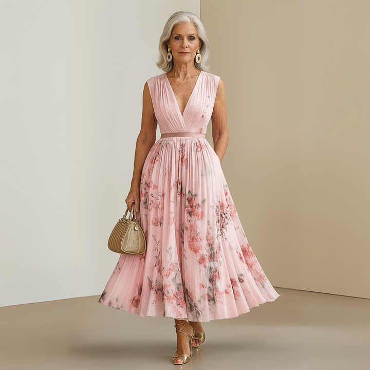 Azure Blossom Women's Flowy Sleeveless Summer Maxi Dress