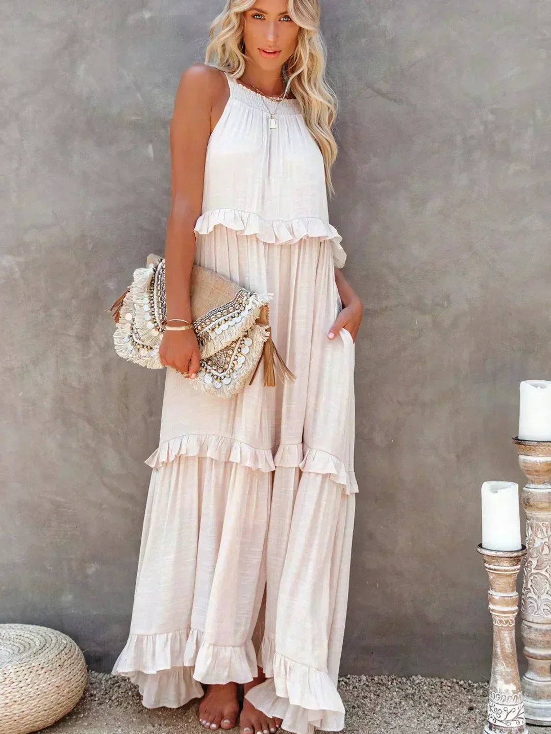 Elara Elegant Sleeveless Dress With Delicate Ruffles