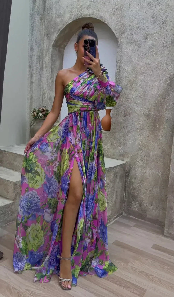 Astra Women’s Graceful Classic Floral Slit Maxi Dress