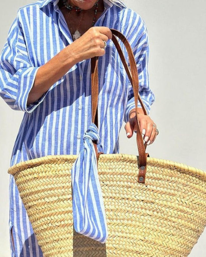 Astra Women Timeless Striped Summer Shirt Dress Style