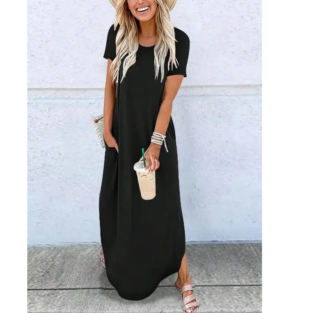 Nova Aura Casual Summer Round Neck Maxi Dress Casual Summer Round Neck Maxi Dress