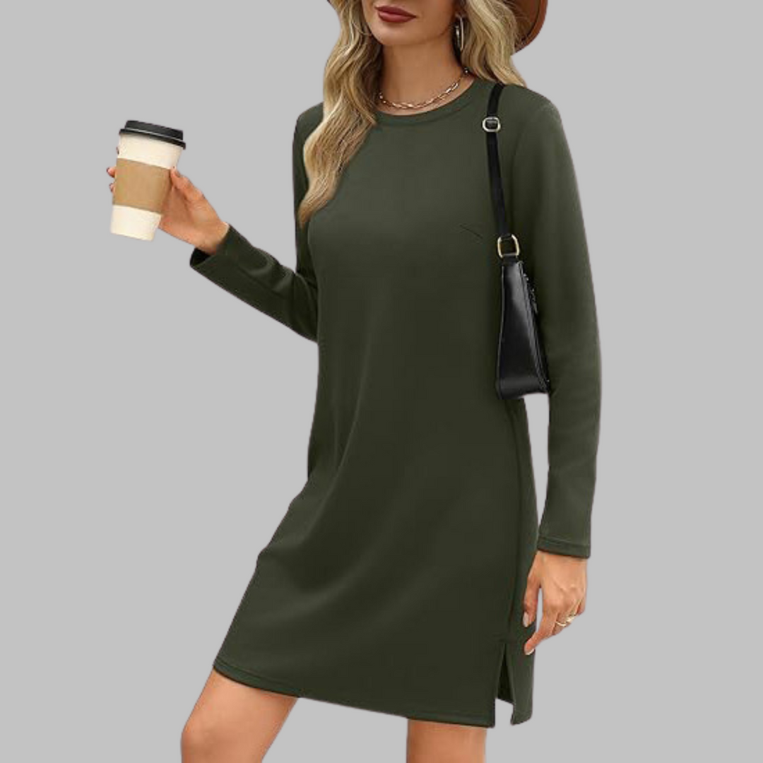 NovaLace Comfortable Long Sleeve Round Neck Dress For Everyday Style And Comfort