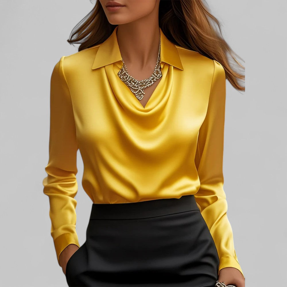 Aria Elegant Satin Blouse For Women With Long Sleeve