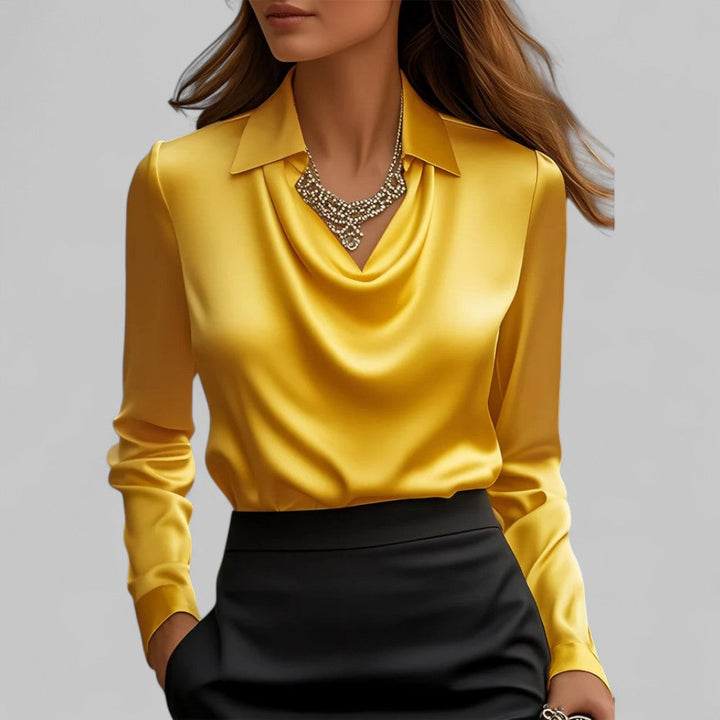 Aria Elegant Satin Blouse For Women With Long Sleeve