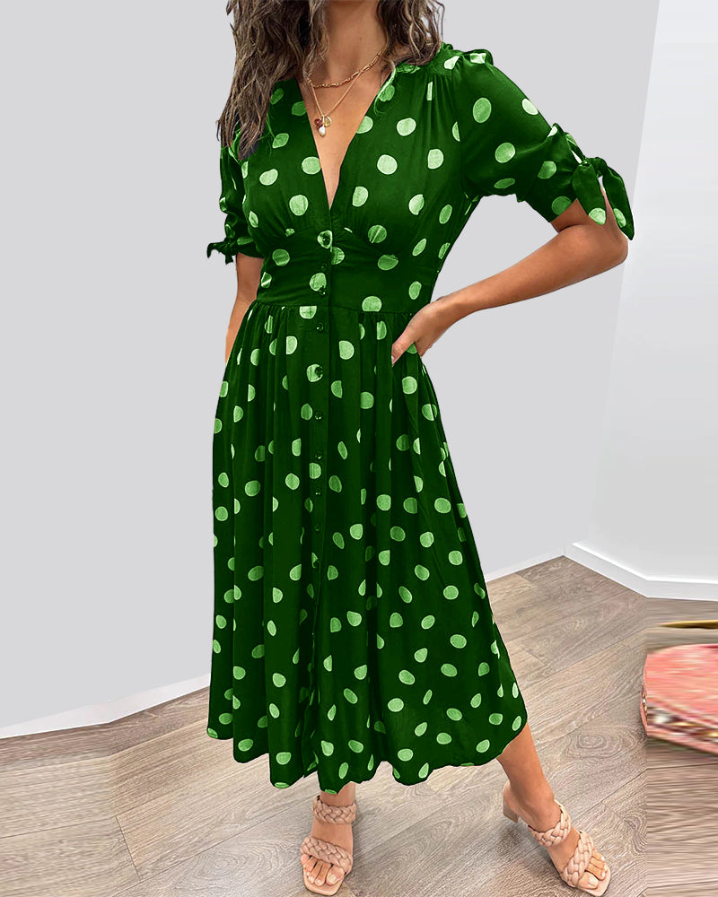 Larkhaven Elegant Polka Dot Dress For Women Everyday Casual Office Wear