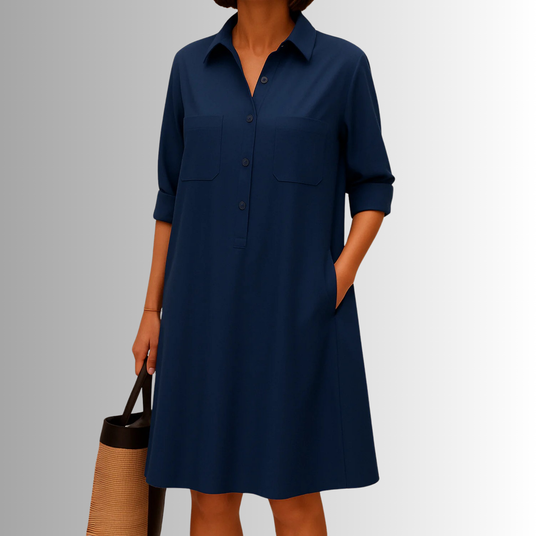Nova Button Dress Lightweight A Line Summer Elegance