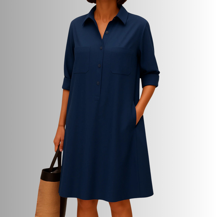 Nova Button Dress Lightweight A Line Summer Elegance