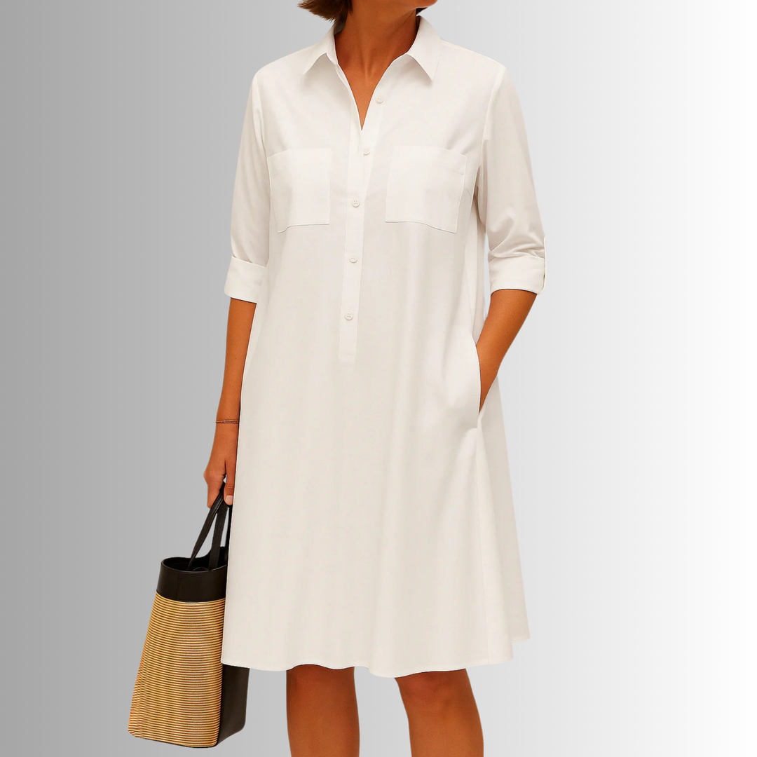 Nova Button Dress Lightweight A Line Summer Elegance