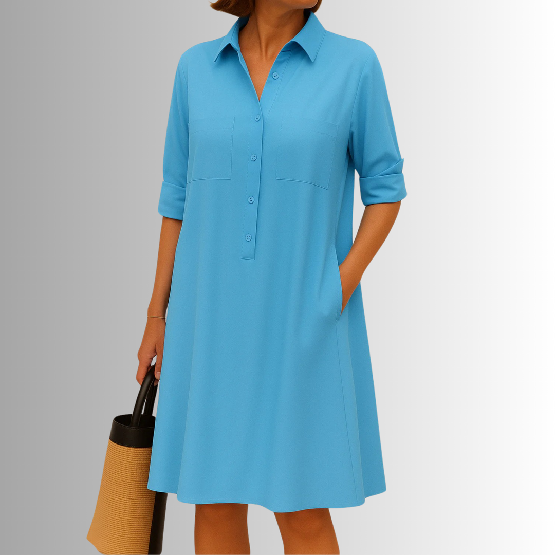 Nova Button Dress Lightweight A Line Summer Elegance