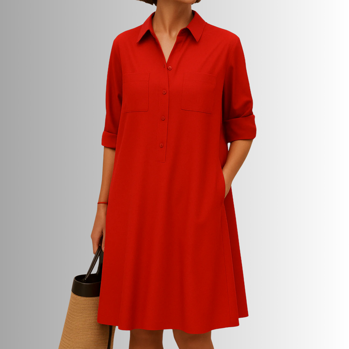 Nova Button Dress Lightweight A Line Summer Elegance
