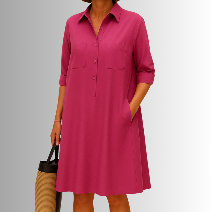 Nova Button Dress Lightweight A Line Summer Elegance
