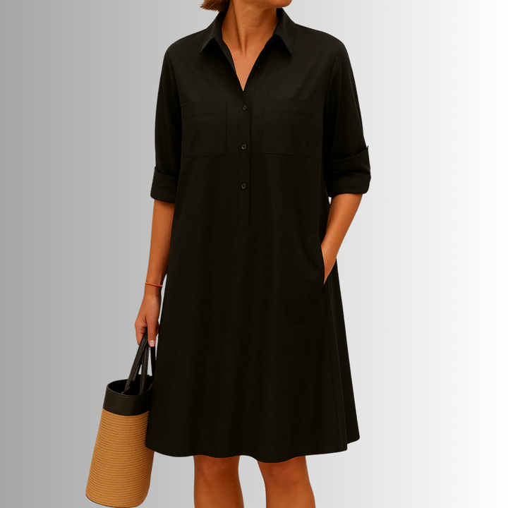 Nova Button Dress Lightweight A Line Summer Elegance