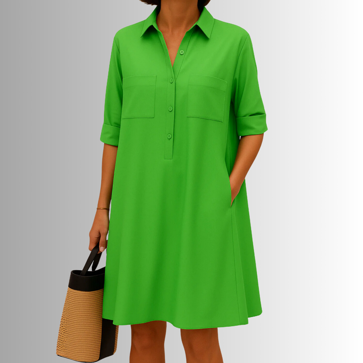 Nova Button Dress Lightweight A Line Summer Elegance