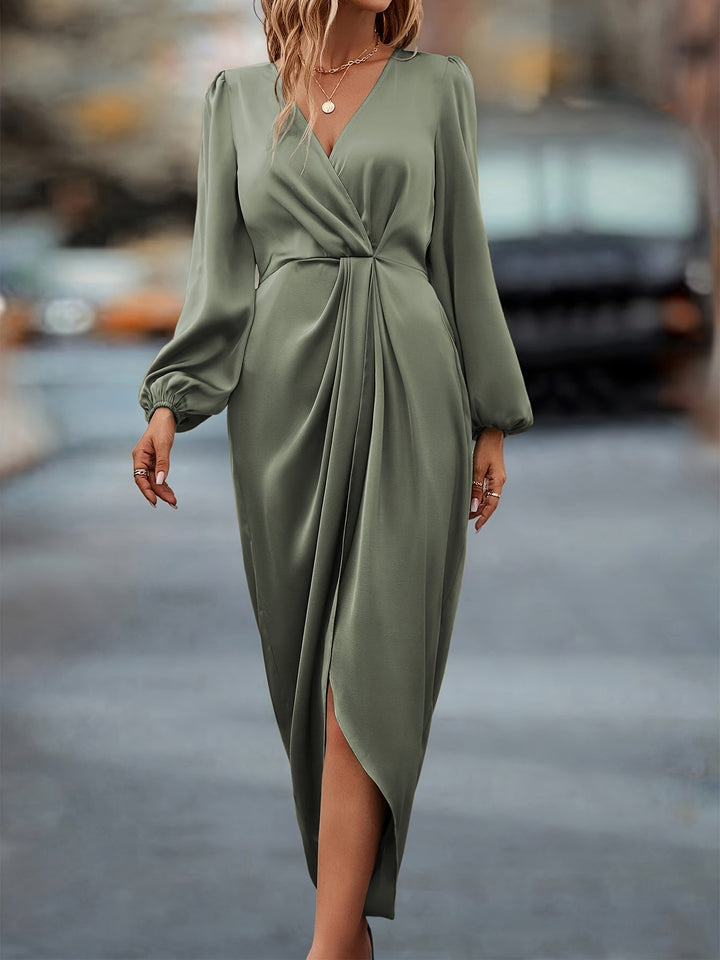 Lyra Women’s Long Sleeve Wrap Midi Dress For Women