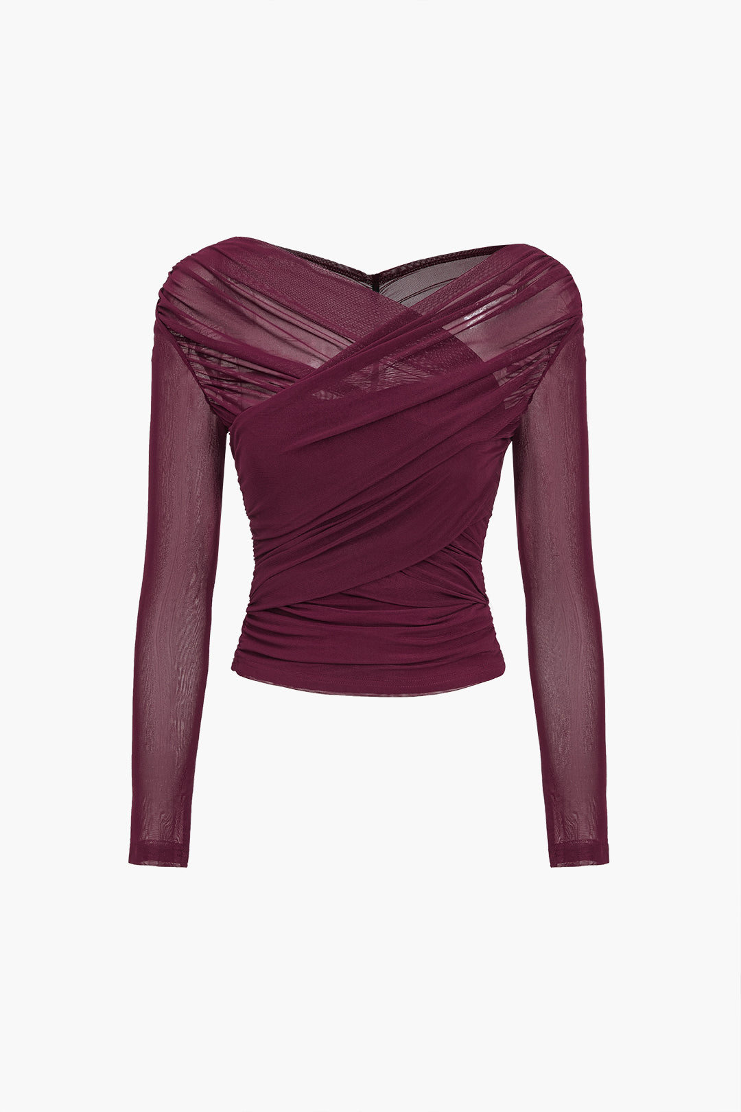 Nova Women Ruched Mesh Long Sleeve Top For Summer Days