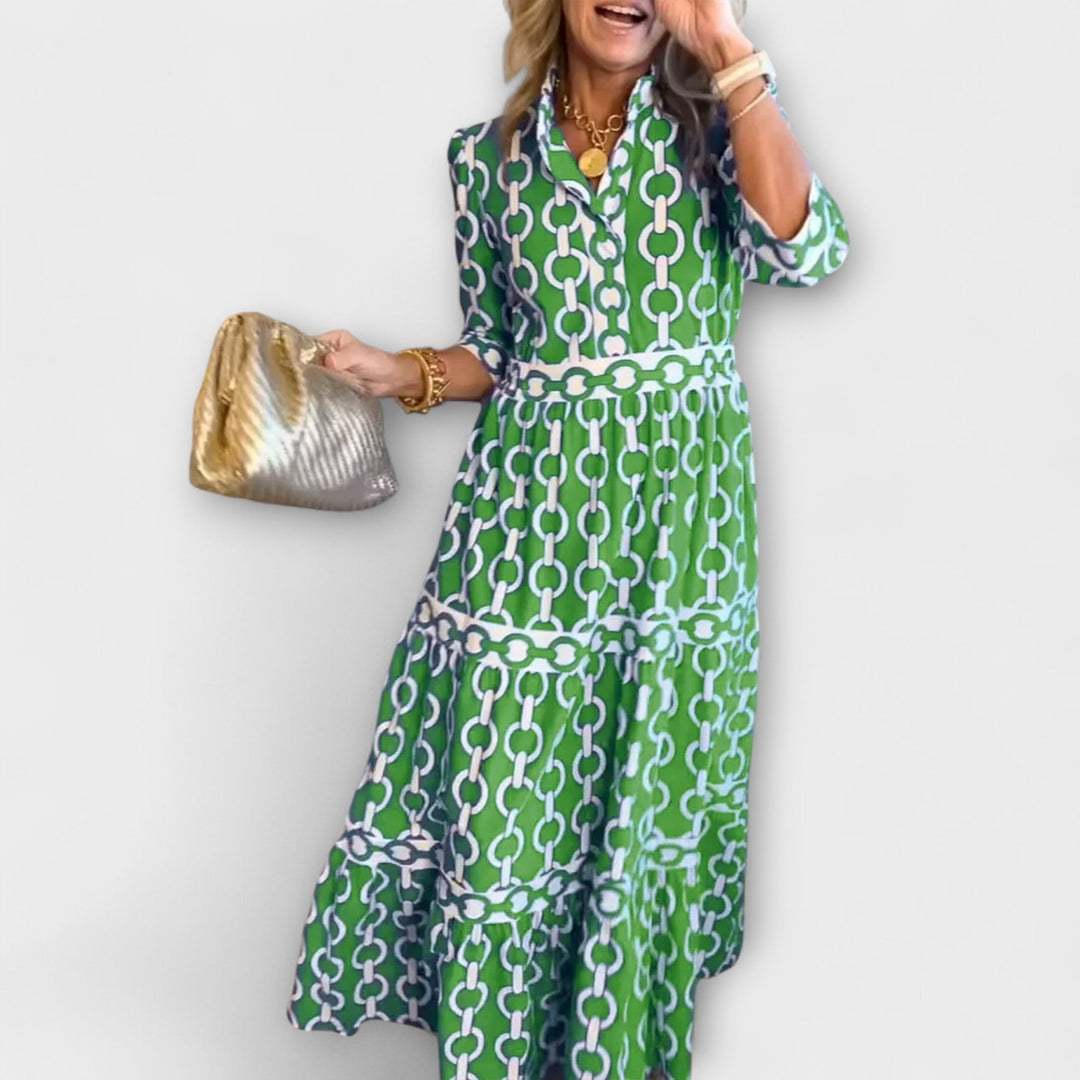 Nova Midi Dress With Chain Pattern For Modern Wardrobe