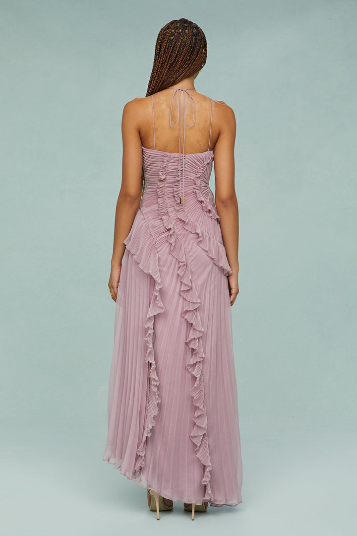 Astra Women's Pleated Ruffle Halter Midi Dress Collection