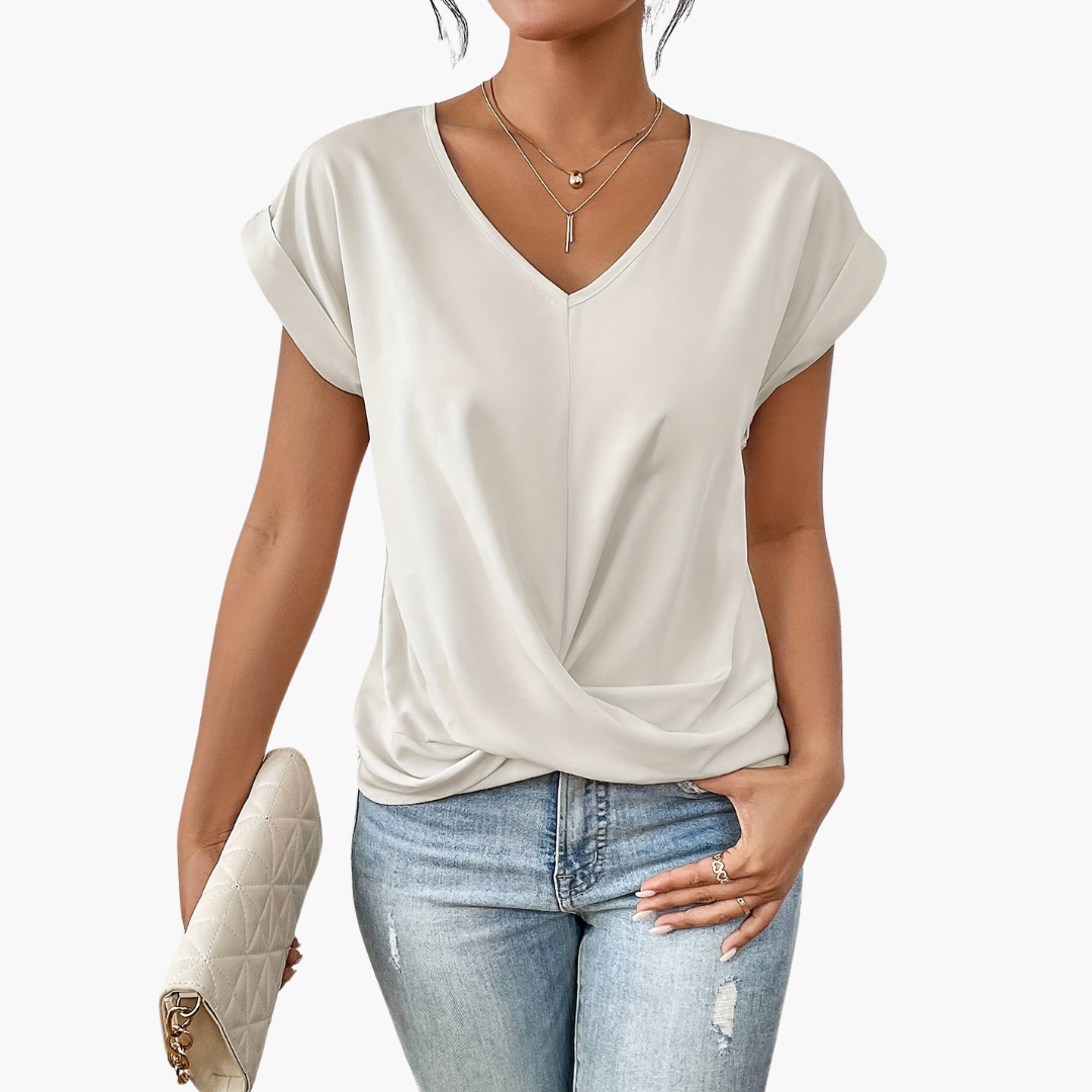 Aurelia Women Spring V-Neck Drape Top Collection Casual Wear