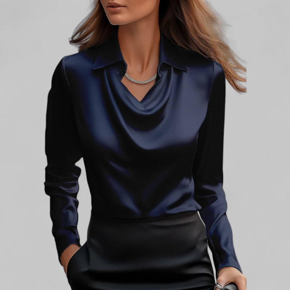 Aria Elegant Satin Blouse For Women With Long Sleeve