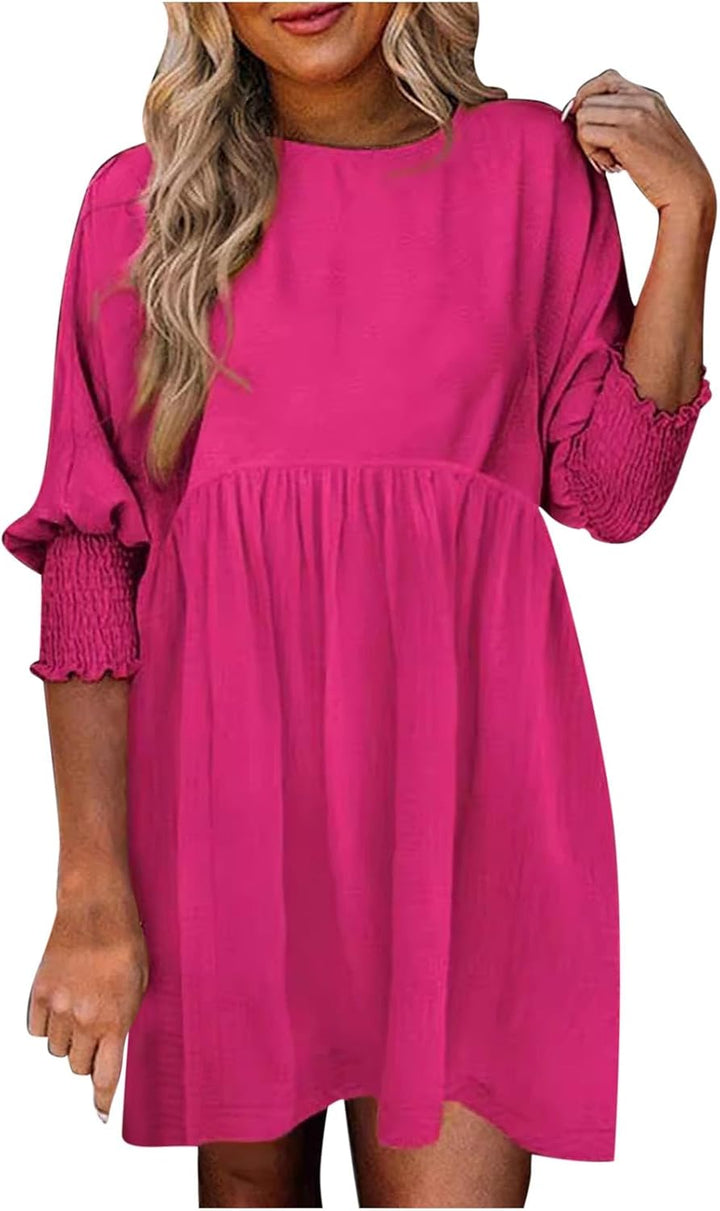 Novae Bloom Ruched Summer Day Dress For Womens Everyday Casual Wardrobe