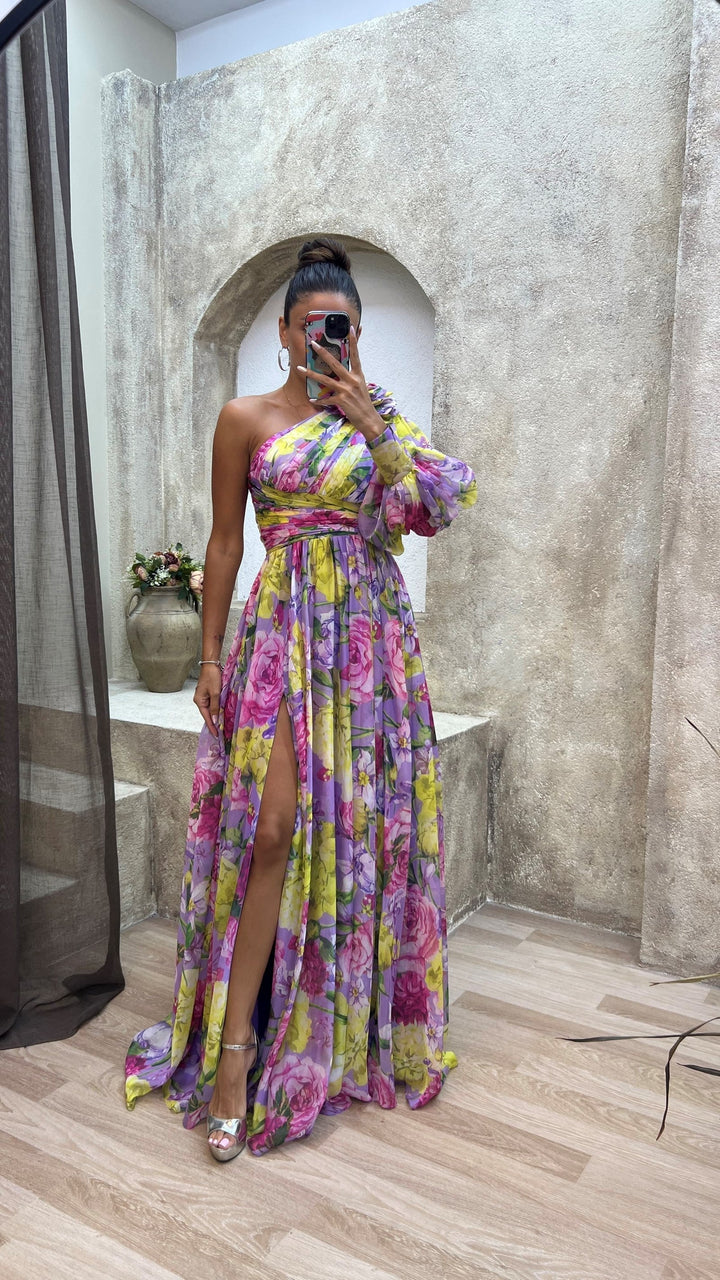 Astra Women’s Graceful Classic Floral Slit Maxi Dress