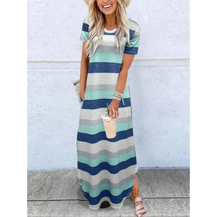 Nova Aura Casual Summer Round Neck Maxi Dress Casual Summer Round Neck Maxi Dress