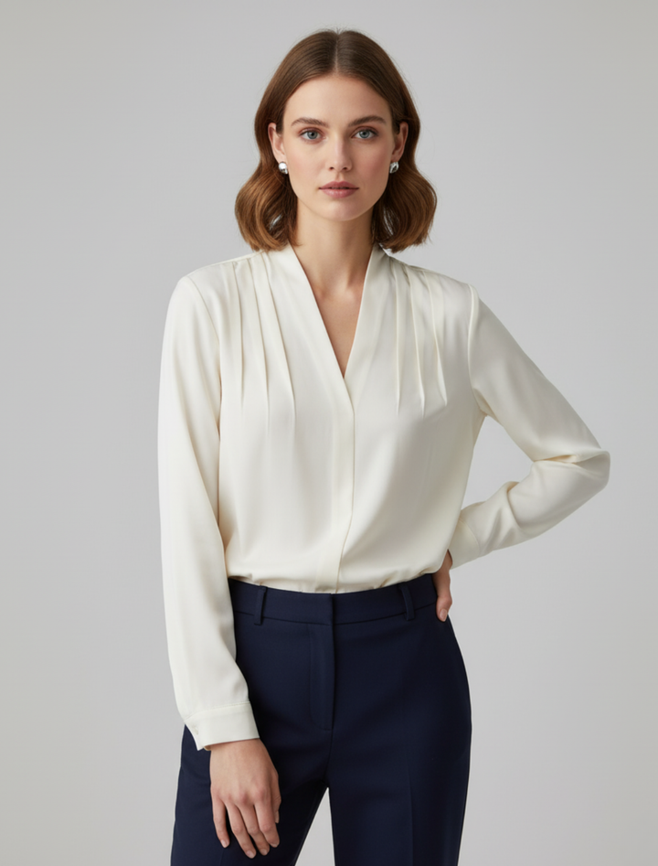 Luna Women's Puff Sleeve Blouse With Tailored Waist