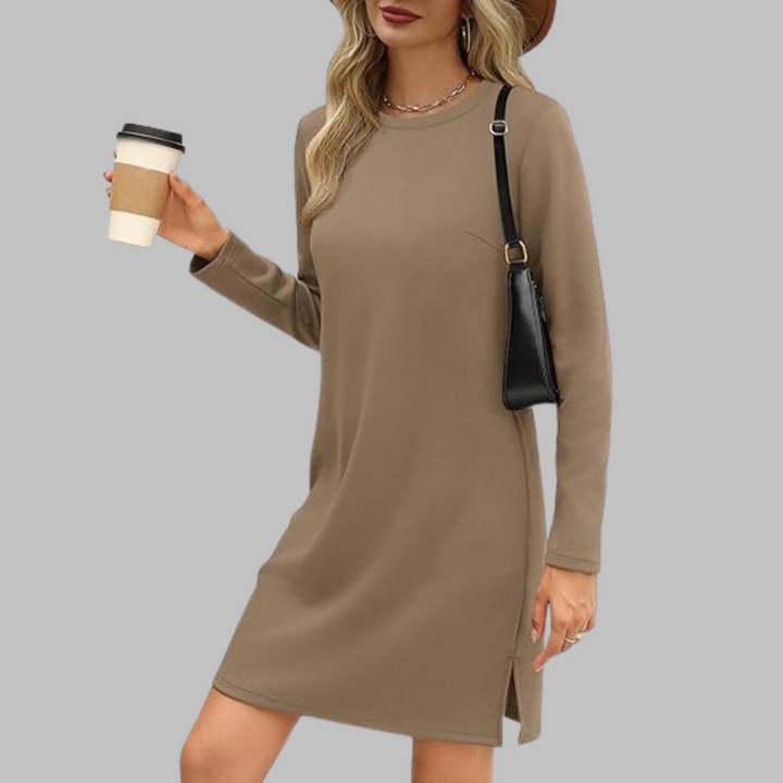 NovaLace Comfortable Long Sleeve Round Neck Dress For Everyday Style And Comfort