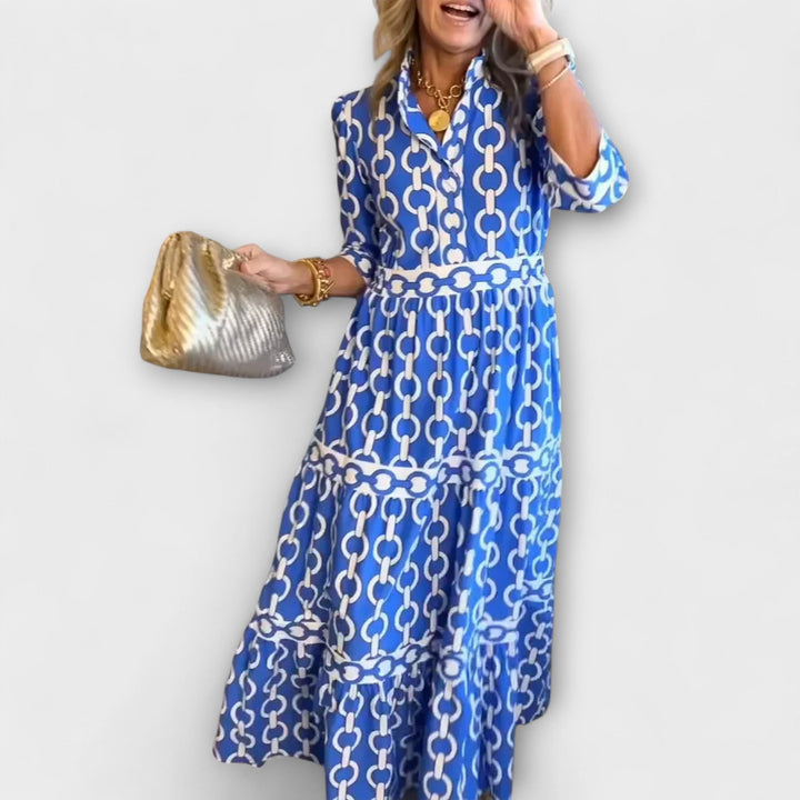 Nova Midi Dress With Chain Pattern For Modern Wardrobe