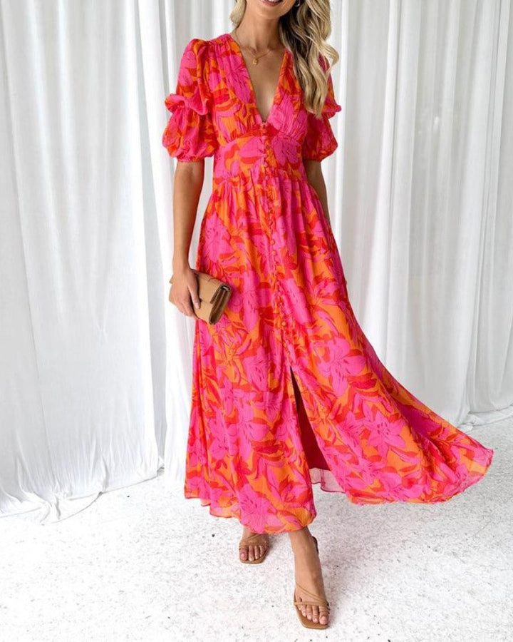 Aurelia Timeless Elegant Maxi Dress In Radiant Red Pink