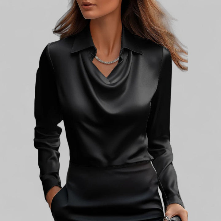 Aria Elegant Satin Blouse For Women With Long Sleeve