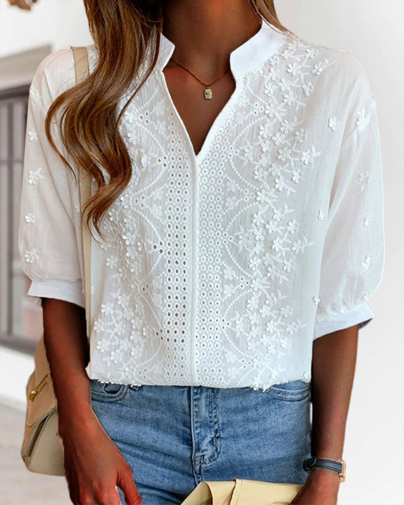 Elegant Nova Women V Neck Puff Sleeve Blouse Collection