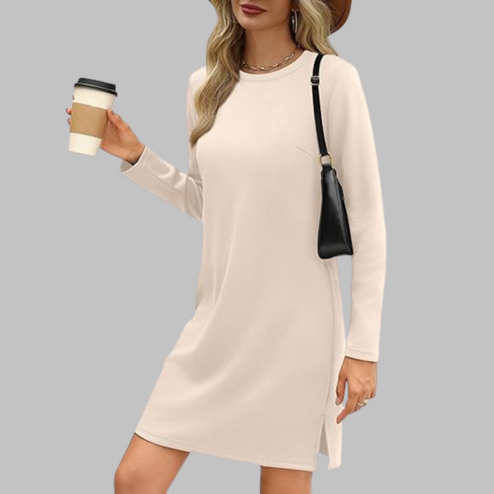 NovaLace Comfortable Long Sleeve Round Neck Dress For Everyday Style And Comfort