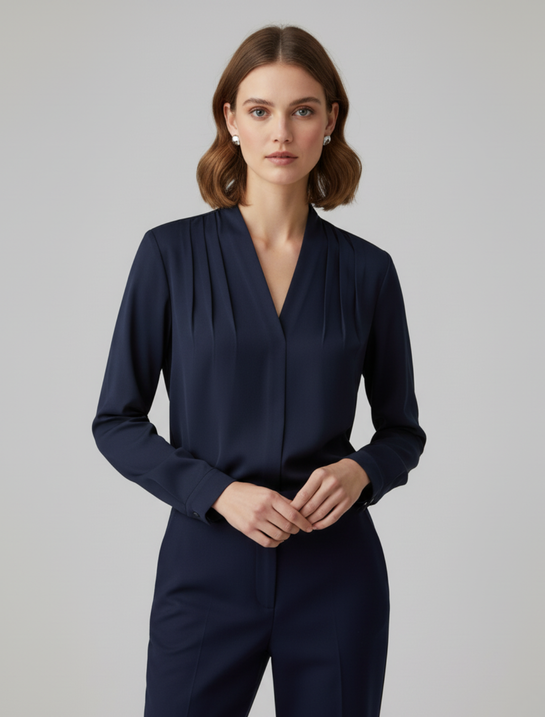Luna Women's Puff Sleeve Blouse With Tailored Waist