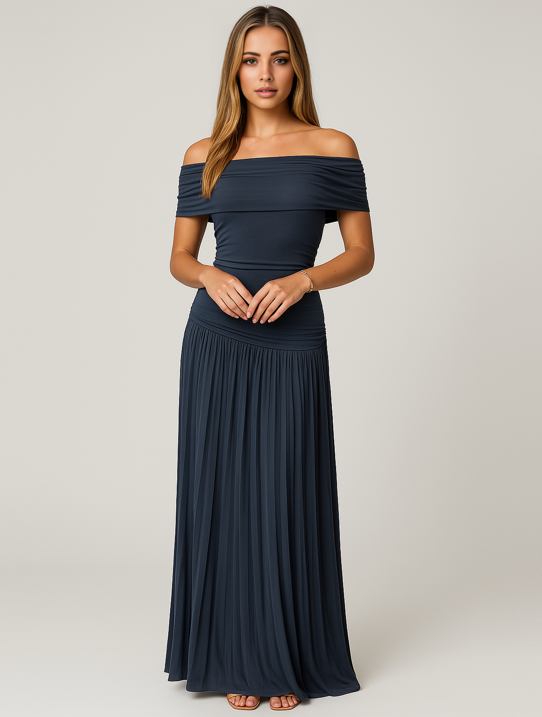 Marseille Women's Wedding Guest Pleated Maxi Dress
