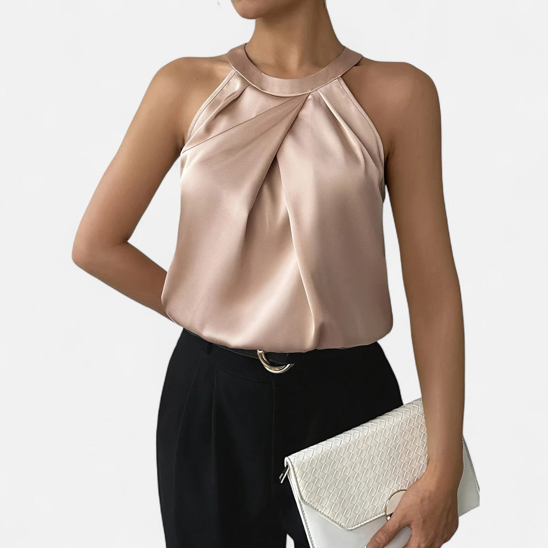 Anna | Women’s Elegant Pleated Draped Satin Tank
