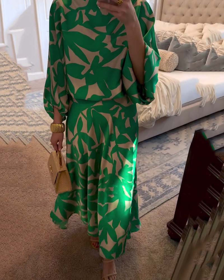 Nova Two-Piece Printed Set With Lantern Sleeves From The Aurora Line