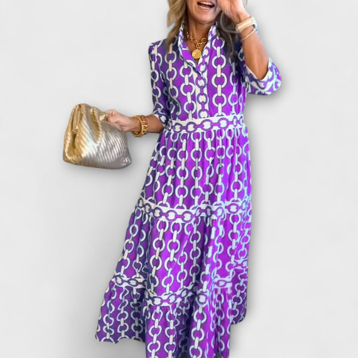 Nova Midi Dress With Chain Pattern For Modern Wardrobe
