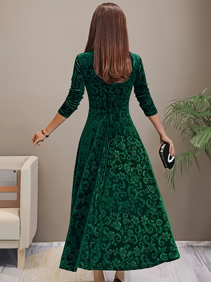 Elara Women's Graceful Floral Design Midi Dress For Weddings