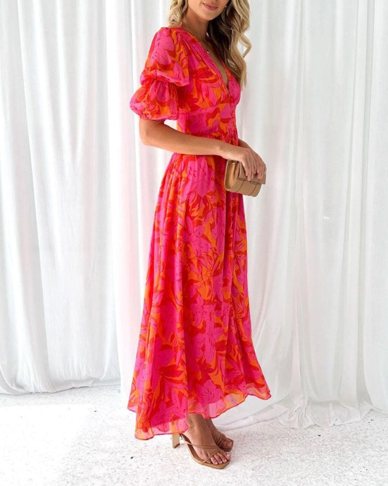 Aurelia Timeless Elegant Maxi Dress In Radiant Red Pink