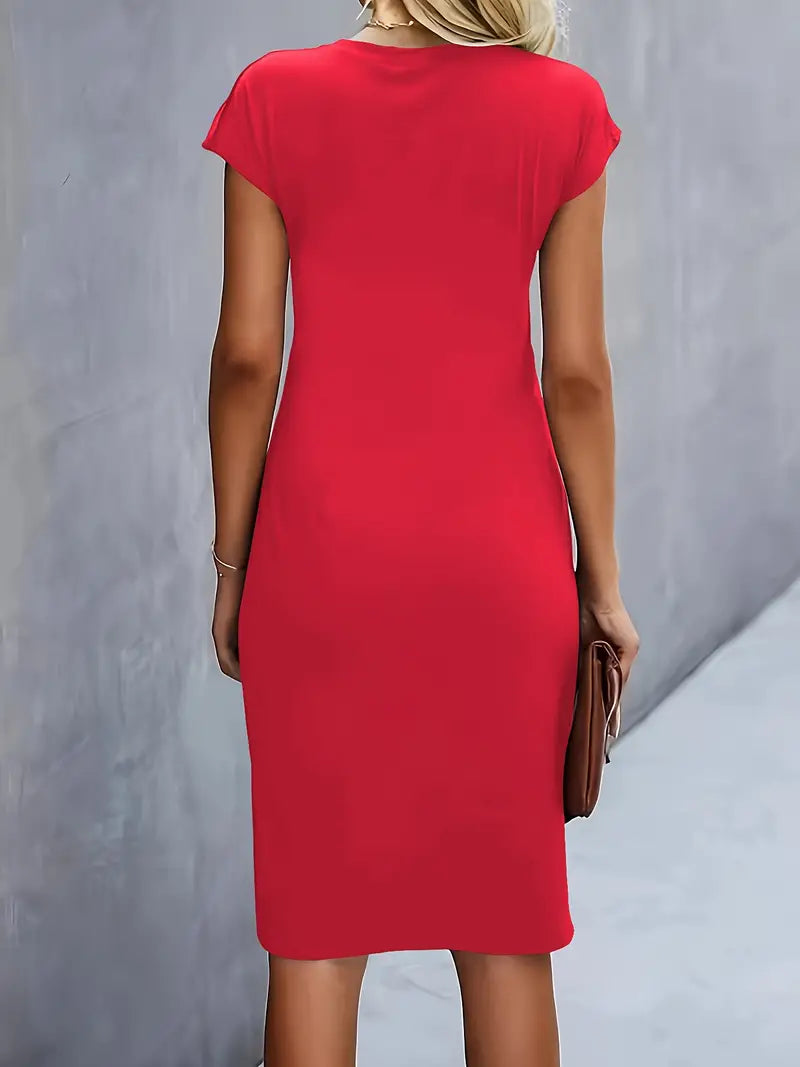 Astra Women's Classic Short Sleeve Bodycon Dress Deluxe
