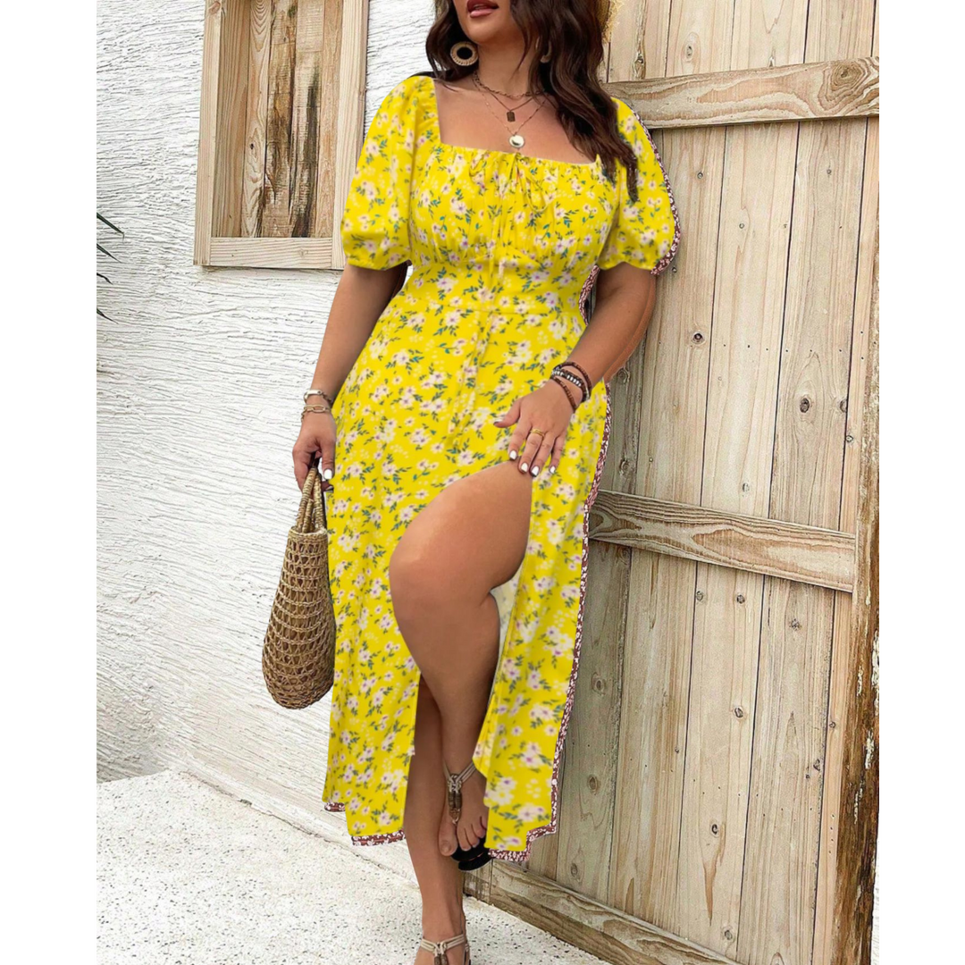 Aurelia Elegant Classy Plus Size Puff Sleeve Maxi Dress Silhouette Collection