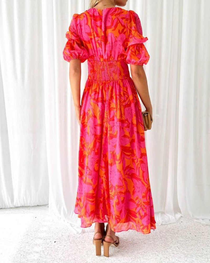 Aurelia Timeless Elegant Maxi Dress In Radiant Red Pink