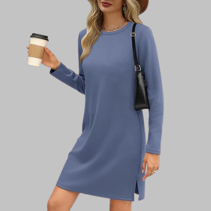 NovaLace Comfortable Long Sleeve Round Neck Dress For Everyday Style And Comfort